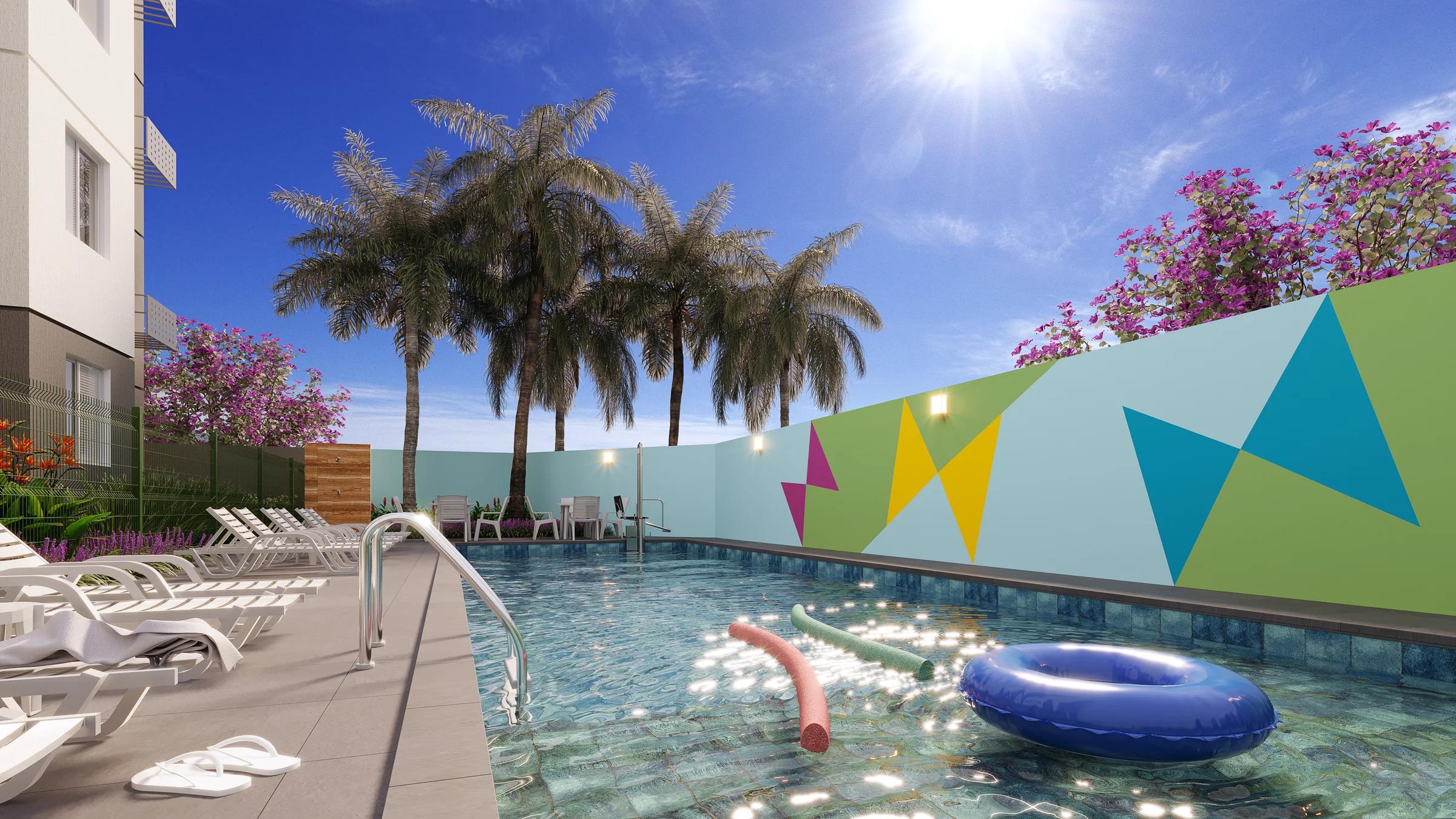 Perspectiva da piscina.