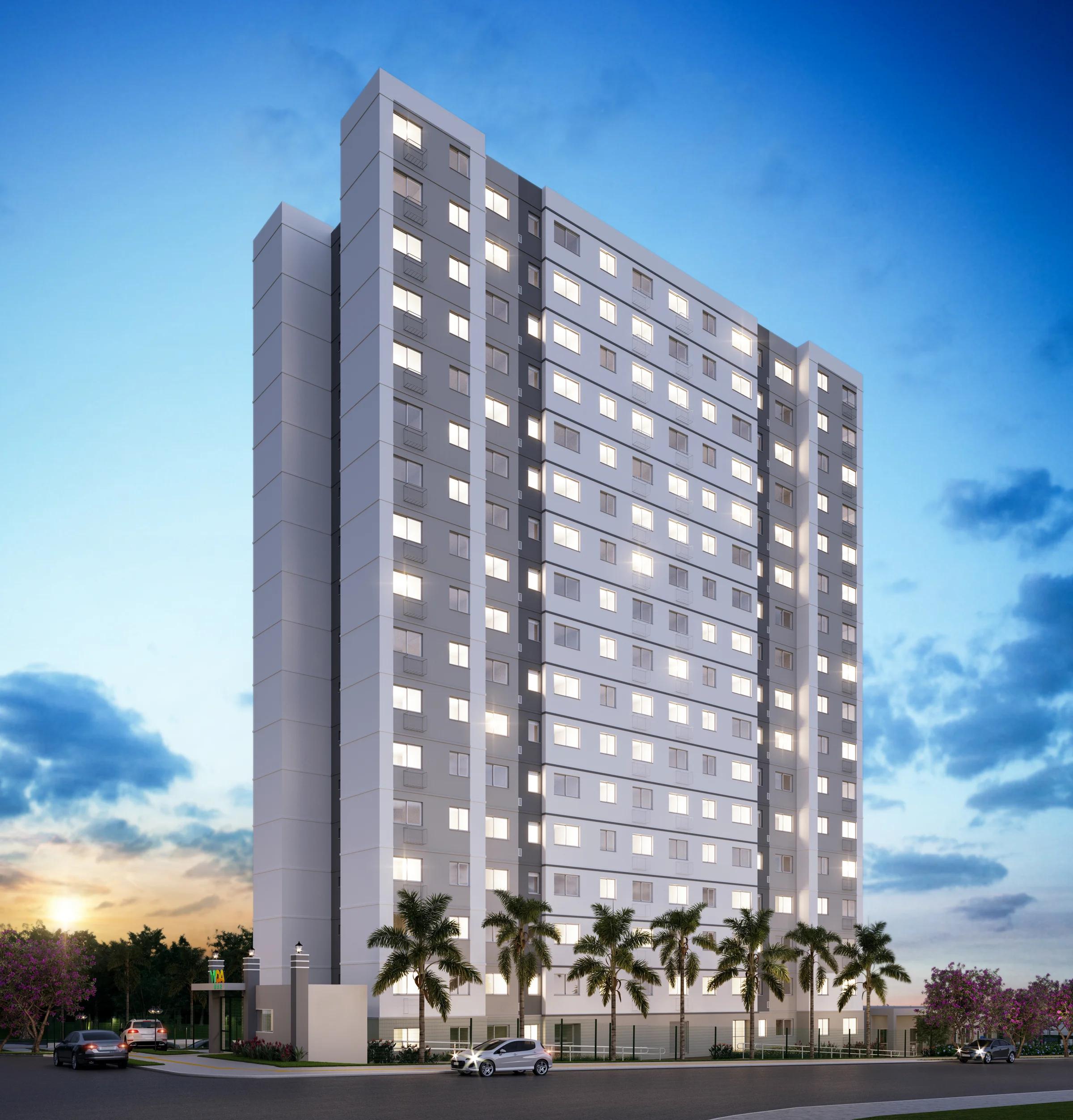 Vida Mar - Vista frontal do edifício residencial e da entrada
