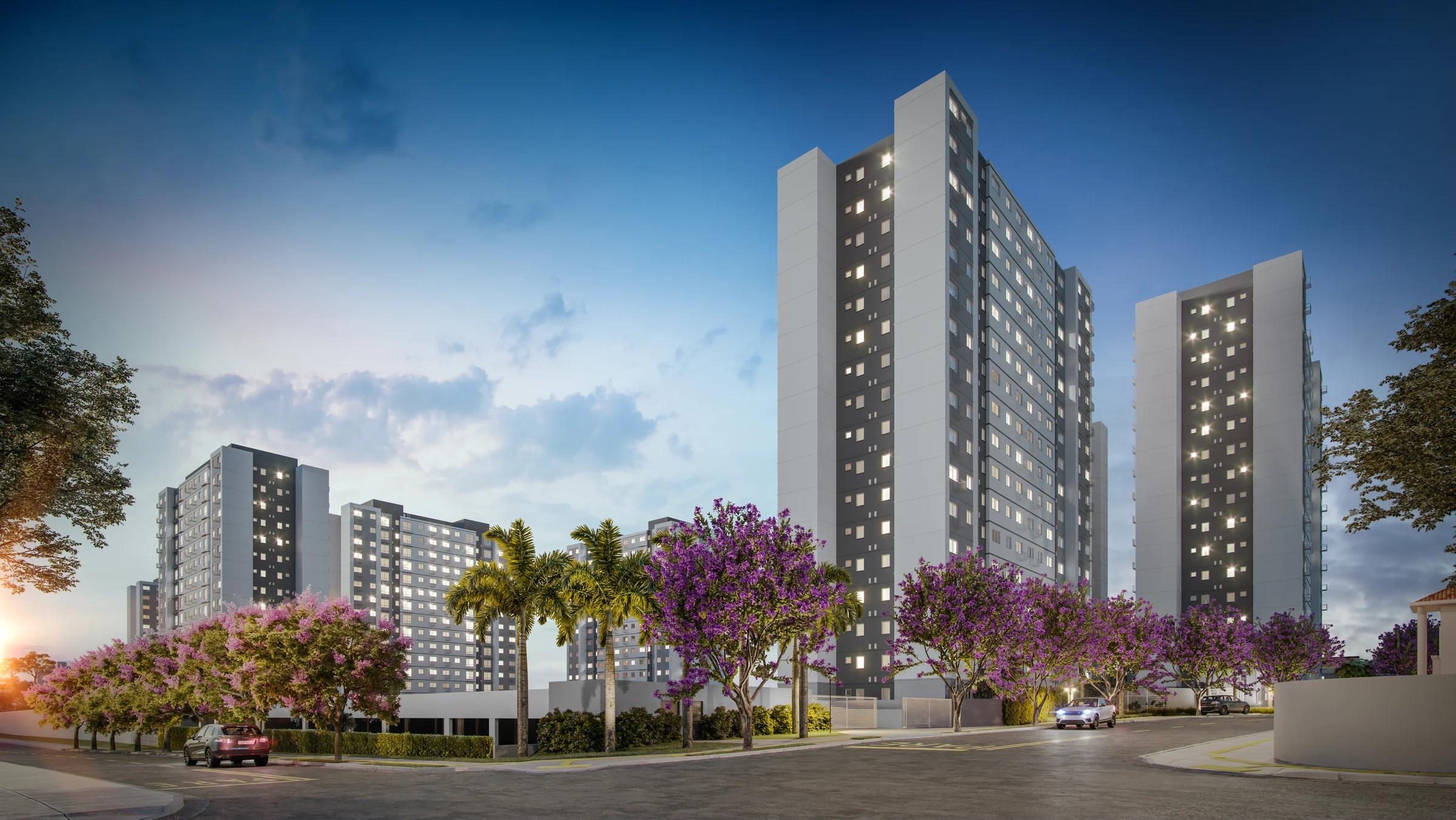Vida Milão - Vista ampla das torres residenciais e jardins
