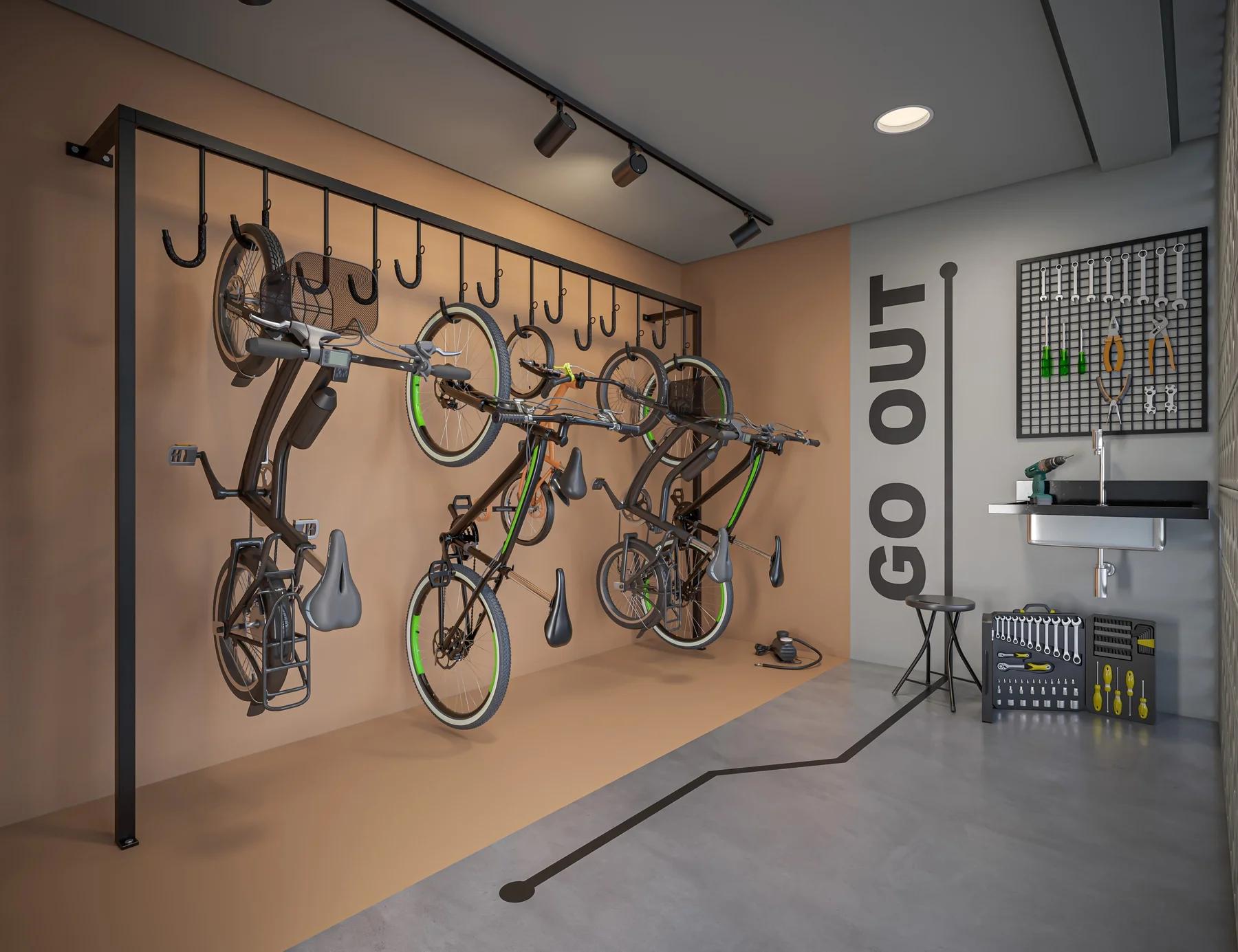Volt C-220 - Bicicletário interno com suportes e bicicletas