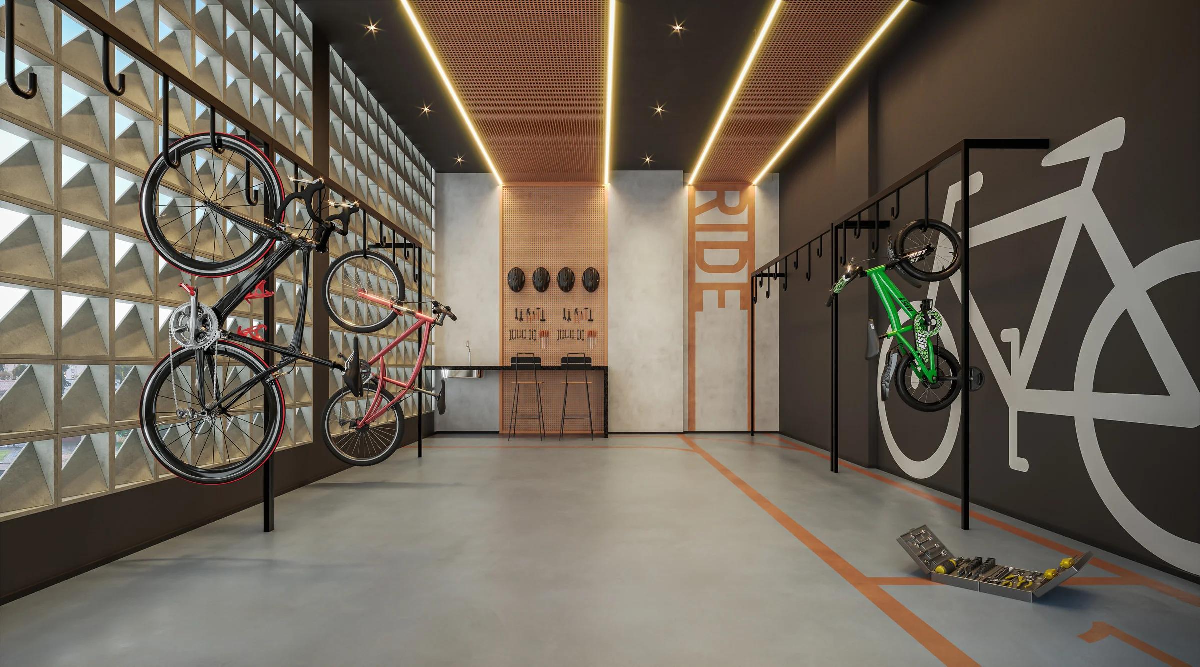 Wish Gran Six - Bicicletário interno com suportes para bicicletas