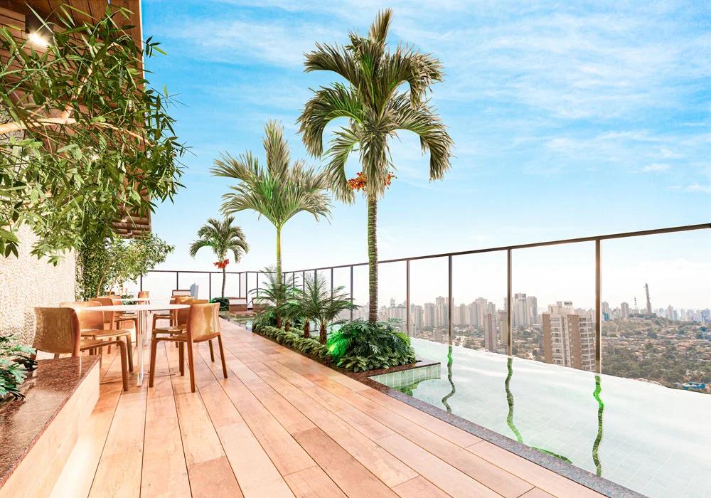 Lake House Residence - piscina do rooftop com vista da cidade
