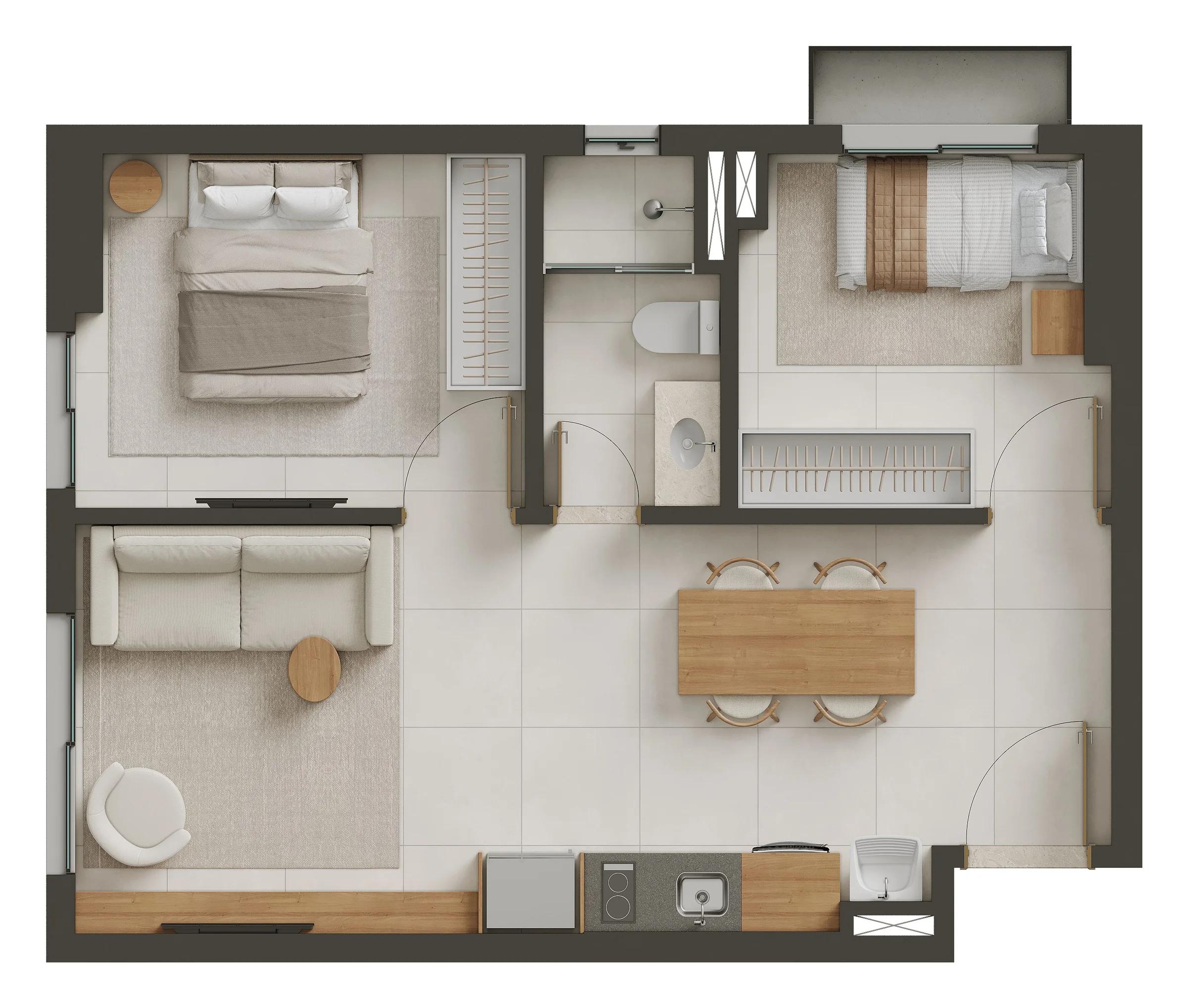 Planta — 2 Quartos 50m² a 53m² — Final 01