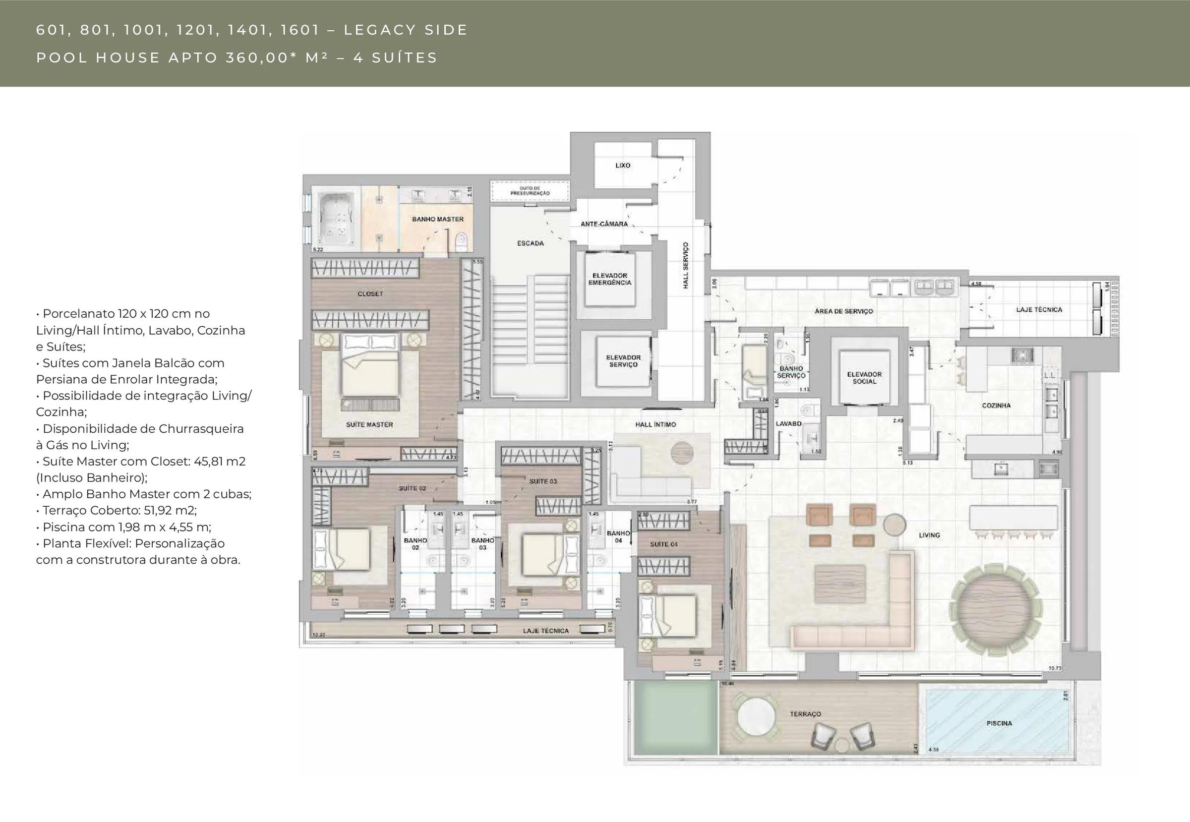 Planta — Mansão Elevada 360m² - Legacy Side Pool House (Final 01) — Pavimento inferior