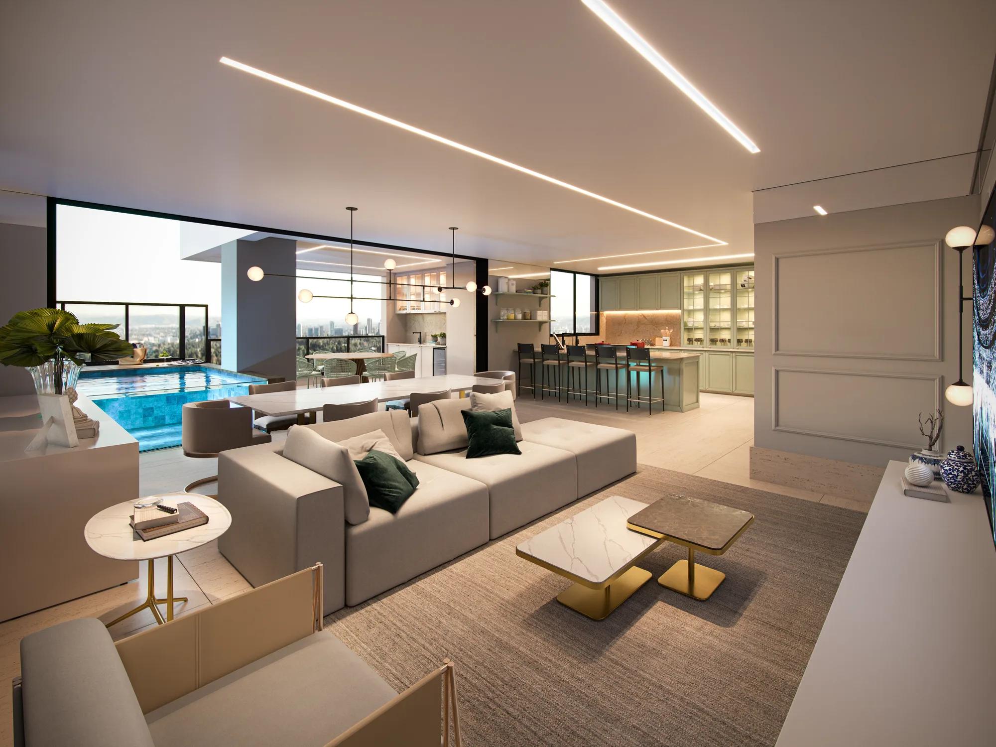 Atmos City Design — decorado — Living com piscina privativa