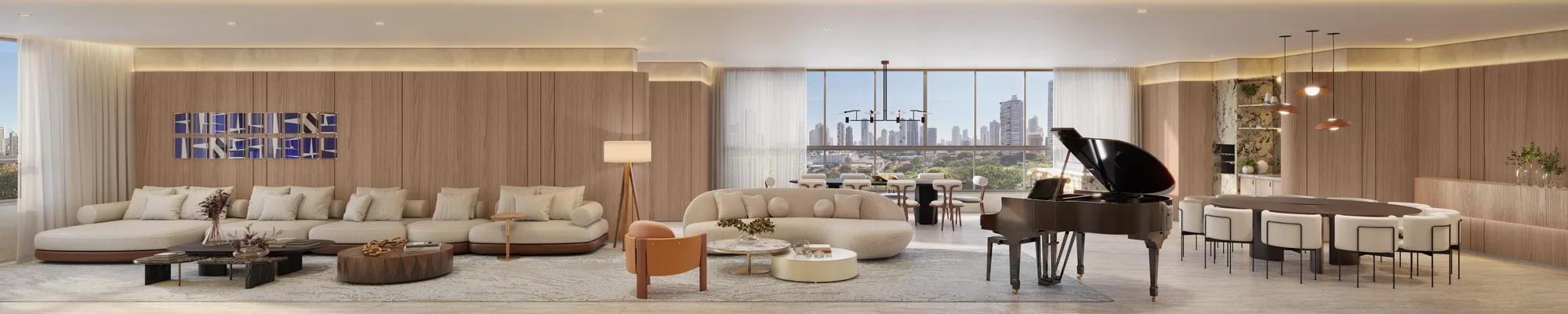 City Park Royal — decorado — Living e sala de jantar