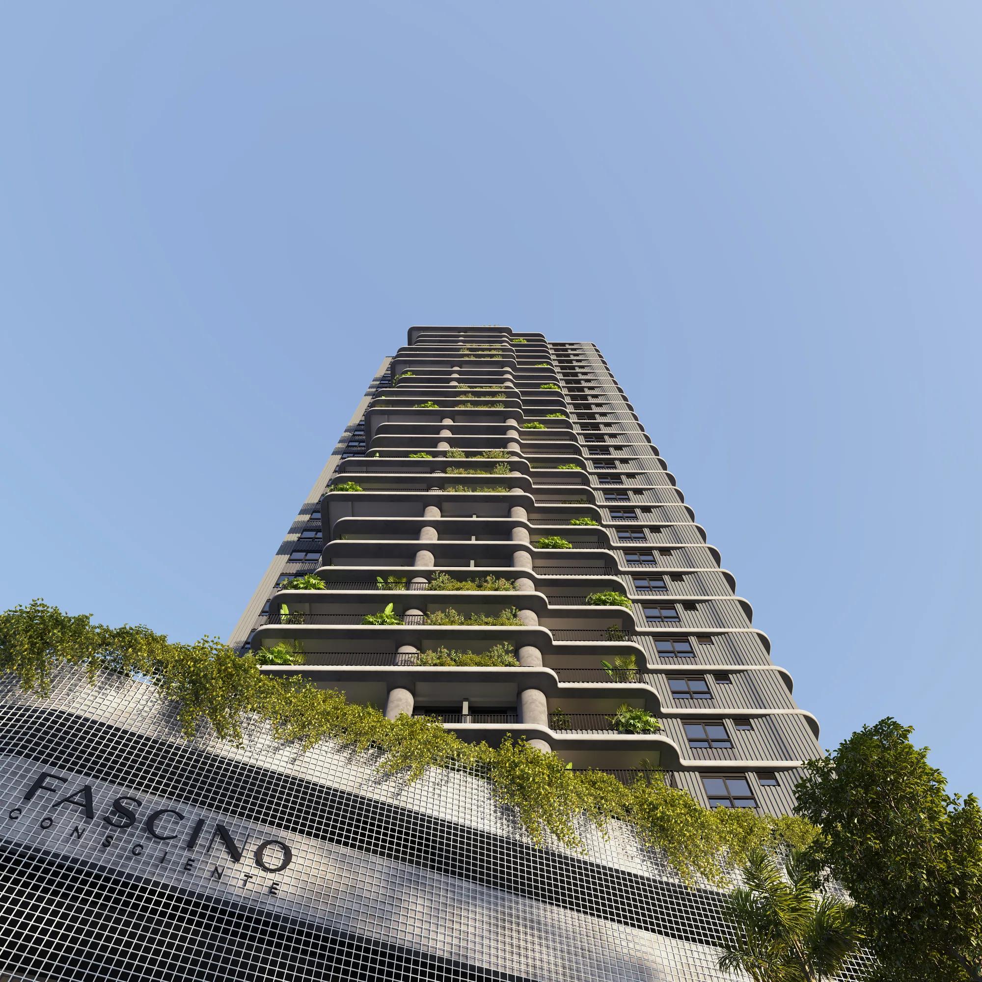 Fascino — perspectiva — Fachada com jardins verticais