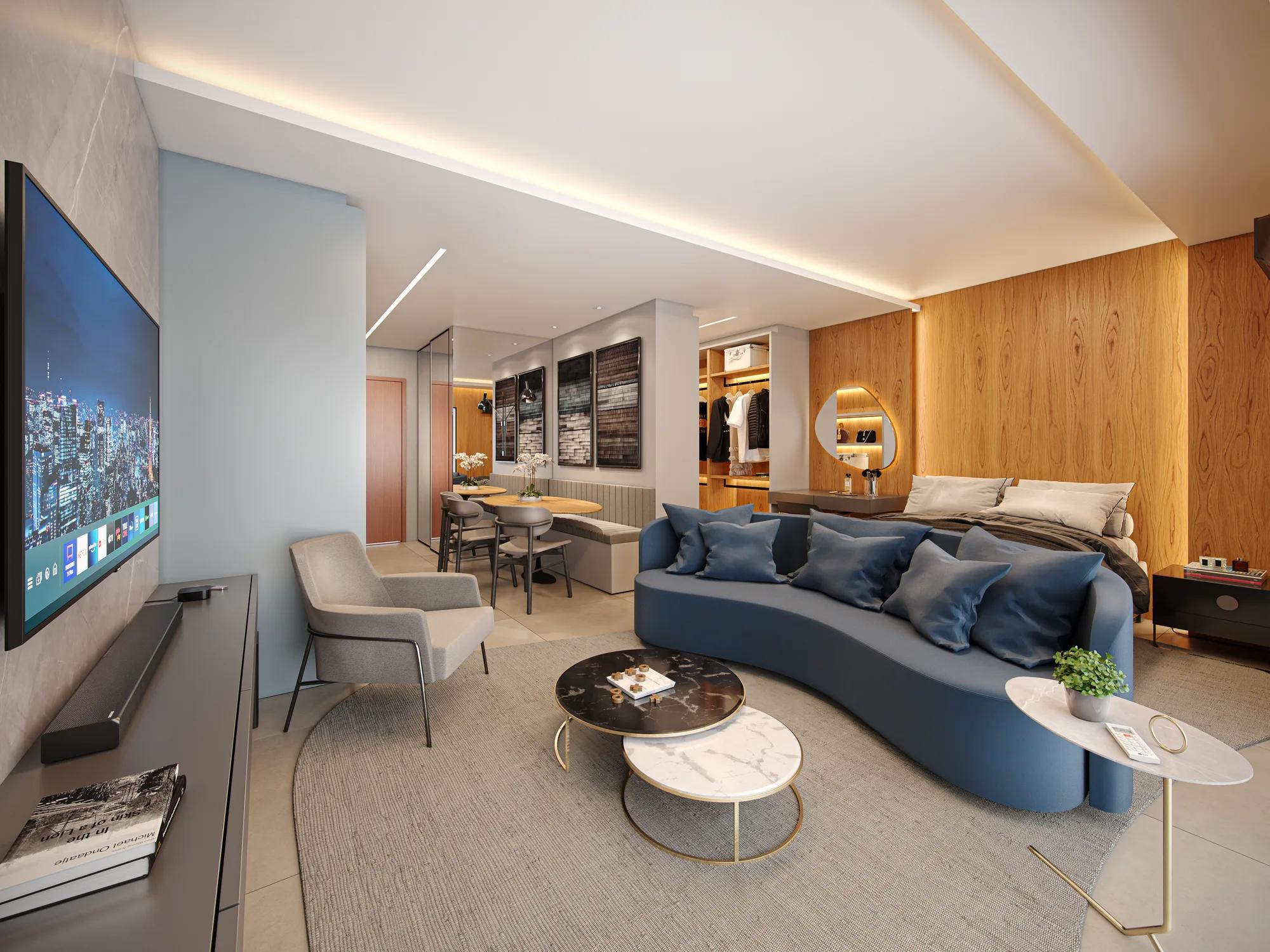 Haut Compact Life — decorado — Sala e quarto decorados