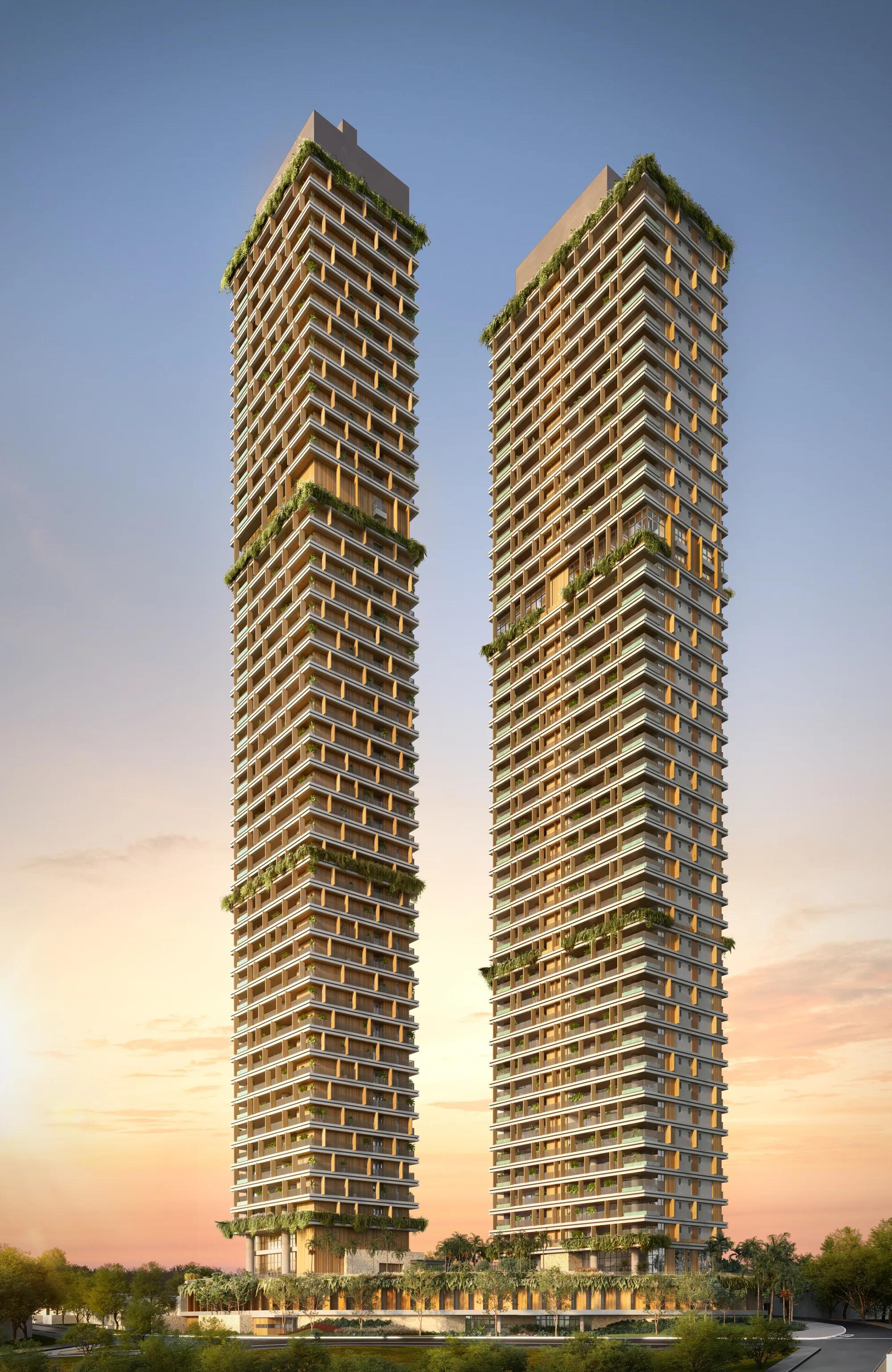Legítimo Flamboyant Residencial — perspectiva — Fachada ao entardecer