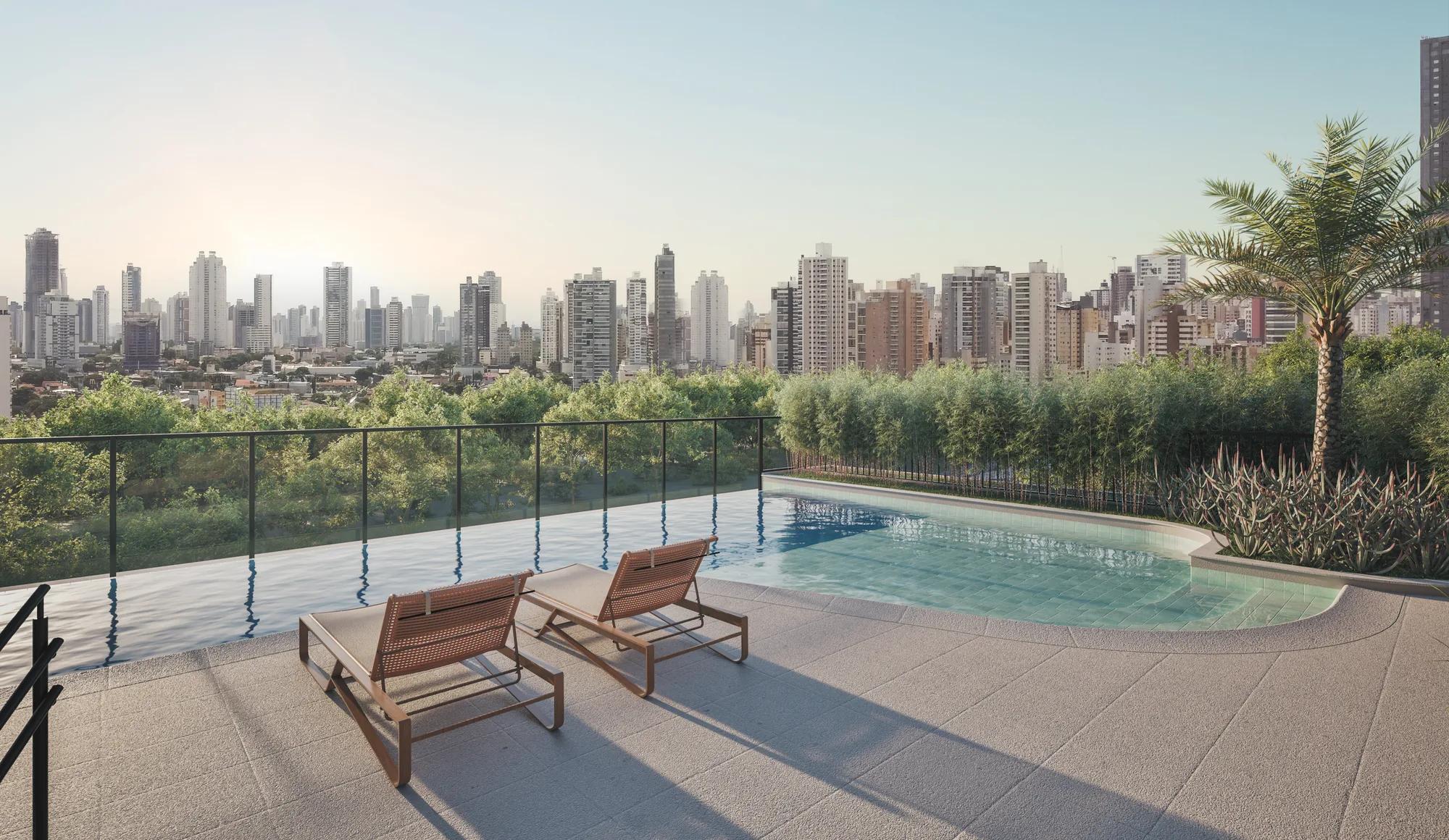 Praça 232 — área comum — Piscina com vista para a praça