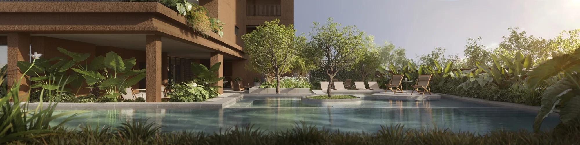 Solenne — área comum — Piscina com deck